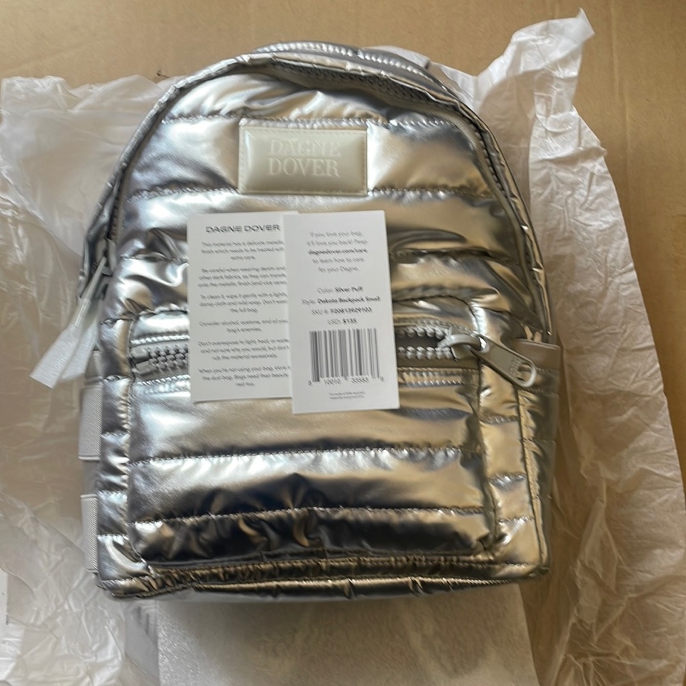Dagne Dover Silver Quilted Mini Backpack